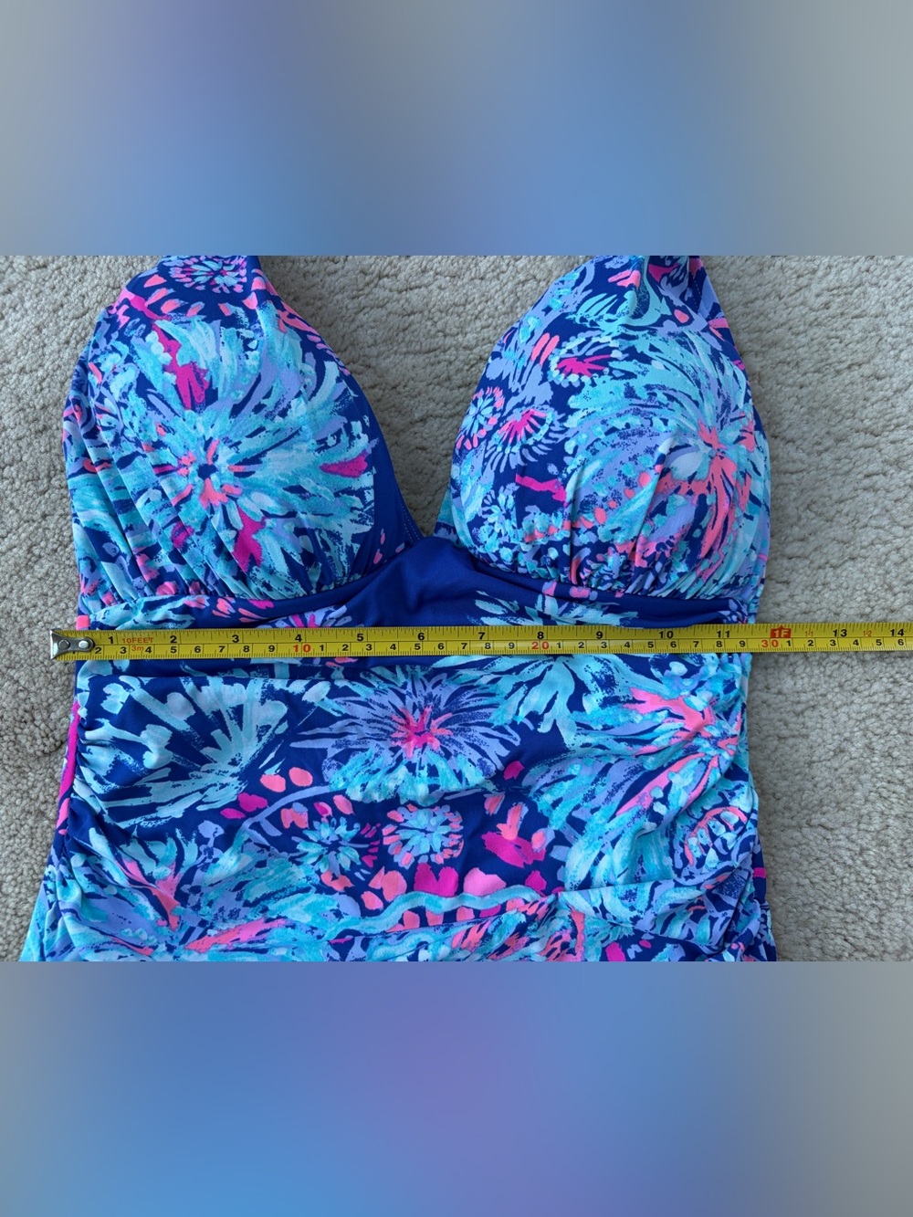 Lilly Pulitzer Top Size 4 Bottom Size 6 Twilight Blue Tankini Two Piece Swimsuit - Picture 7 of 9